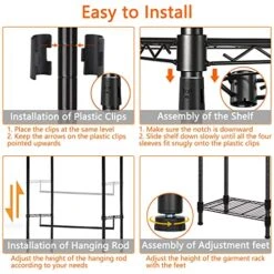 Soywey Heavy Duty Wire Garment Rack, Clothing Rack Clothes Rack For Hanging Clothes Metal Free Standing Clothes Rack Wire Metal Clothing Rack Closet(Black) 12 Soywey Heavy Duty Wire Garment Rack, Clothing Rack Clothes Rack For Hanging Clothes Metal Free Standing Clothes Rack Wire Metal Clothing Rack Closet(Black) -GENERIC Shop 51JNUjsPCML