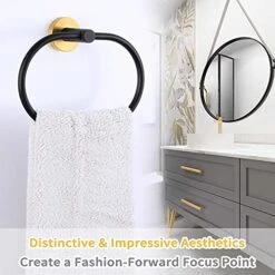 Wivel Towel Ring Black & Gold, Angle Simple Stainless Steel Hand Towel Rack, Bathroom Towel Holder For Wall 13 Wivel Towel Ring Black & Gold, Angle Simple Stainless Steel Hand Towel Rack, Bathroom Towel Holder For Wall -GENERIC Shop 51JNh0y55SL