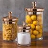 MyGift 6 Piece Clear Glass Apothecary Jar Set With Copper Lid - Decorative Kitchen And Bath Storage Canisters, Wedding Centerpiece Jars, Candy Buffet With Lids