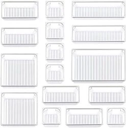 Kootek 16 Pcs Drawer Organizer Set, 5-Size Bathroom Drawer Organizers Makeup Trays Vanity Desk Dividers Versatile Storage Bins Clear Plastic Drawer Organization Container For Dresser, Kitchen, Office -GENERIC Shop 51K1C0sZJ3L. AC