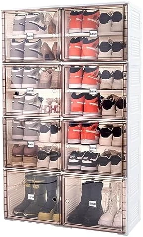 BINSIO Shoe Organizer, Shoe Rack For Closet, Shoe Cabinet For Entryway, Plastic Shoe Storage, Foldable Shoe Box, Fast Assembly Shoe Shelf, One Piece Sturdy Sneaker Holder, Clear Brown Doors, 8 Tiers 5 BINSIO Shoe Organizer, Shoe Rack For Closet, Shoe Cabinet For Entryway, Plastic Shoe Storage, Foldable Shoe Box, Fast Assembly Shoe Shelf, One Piece Sturdy Sneaker Holder, Clear Brown Doors, 8 Tiers - Image 5