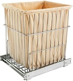 Rev-A-Shelf HPRV-15020 S Large 20-Inch Deep Cabinet Floor Steel Mounted Pullout Polymer Plastic Clothes Laundry Hamper W/Full Extension Slides, White -GENERIC Shop 51KCk06VVL. AC