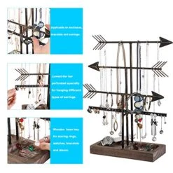 Urban Deco Arrow Jewelry Organizer Stand 4-Tier Black Jewelry Stand Necklace Organizer With Wooden Ring Holder For Jewelry Display Bracelet Holder Stand Earring Organizer For Girls - Black -GENERIC Shop 51KNmNgG0iL