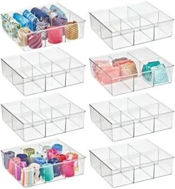 MDesign Plastic 12 Compartment Divided Drawer And Closet Storage Bin - Organizer For Scarves, Socks, Ties Bras, And Underwear - Dress Drawer Organizer, Shelf Organization - Lumiere Collection - Clear -GENERIC Shop 51KejEdHo L. AC