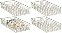 MDesign Shallow Metal Wire Basket For Storage Pantry - Kitchen Organization Basket With Handles - Bin Basket For Organizing Cabinets Or Countertop - Concerto Collection - 4 Pack - Bronze -GENERIC Shop 51L W2nEgZL. AC