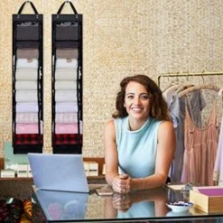 2 Pcs Yoga Legging Storage Space Saving Bag Storage Hanger Foldable Bags Organizer Hanging Closet Organizer Portable Purse Holder With 24 Roll Independent Compartments For Rolls Clothes Jeans, Black -GENERIC Shop 51L3kdplQeL