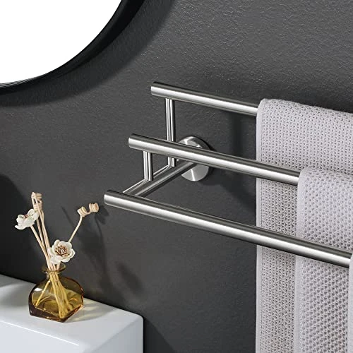 Bath Towel Bars,Towel Hanging 3 Rod/Rail Towel Holder Storage,Wall Mount 24-Inch Towel Rack For Bathroom,GYT6903-LS SUS304 Stainless Steel Brushed Nickel 6 Bath Towel Bars,Towel Hanging 3 Rod/Rail Towel Holder Storage,Wall Mount 24-Inch Towel Rack For Bathroom,GYT6903-LS SUS304 Stainless Steel Brushed Nickel - Image 6