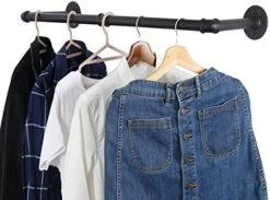 WEBI Clothing Rack Wall Mount,32'' Industrial Pipe Clothes Rack For Hanging Clothes,Heavy Duty Iron Garment Rack Bar,Retail Display Clothes Rod For Closet,Laundry Room,Black -GENERIC Shop 51LPneFW0zL. AC
