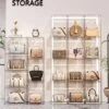 Clear Purse Storage Organizer For Closet, 3Packs Handbag Storage Organizer, Acrylic Display Case For Purse/Handbag, Stackable Bag Organizer With Magnetic Door For Wallet, Clutch, Hats, Toys, Books