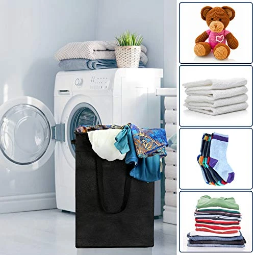 GENERIC Slim Laundry Basket With Lid, Tall Thin Laundry Hamper With Handles, Waterproof Lining Narrow Dirty Clothes Hamper For Bathroom Bedroom Dorm Nursery Organization Storage (45L, Black) 4 GENERIC Slim Laundry Basket With Lid, Tall Thin Laundry Hamper With Handles, Waterproof Lining Narrow Dirty Clothes Hamper For Bathroom Bedroom Dorm Nursery Organization Storage (45L, Black) - Image 4