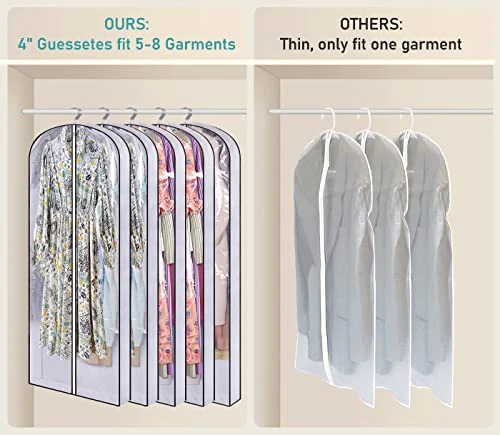SLEEPING LAMB 60'' Long Hanging Garment Bags For Closet Storage Gusseted Clear Dress Bag For Clothes, Gowns, Coats, Suits, 5 Packs 2 SLEEPING LAMB 60'' Long Hanging Garment Bags For Closet Storage Gusseted Clear Dress Bag For Clothes, Gowns, Coats, Suits, 5 Packs - Image 2