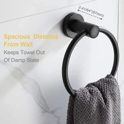 Towel Ring For Bathroom 304 Stainless Steel Rust Proof, 2 Pack Towel Ring, Hand Towel Holder No Drilling Heavy Duty Simple Round Towel Holder Wall Mount Towel Rack (Matte Black) -GENERIC Shop 51MGxGohslL