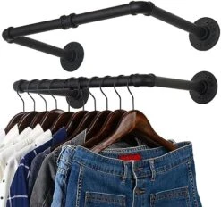WEBI Clothing Rack Wall Mount,32'' Industrial Pipe Clothes Rack For Hanging Clothes,Heavy Duty Iron Garment Rack Bar,Retail Display Clothes Rod For Closet,Laundry Room,Black -GENERIC Shop 51Mam1EKDTL. AC