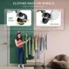 Raybee Clothes Rack, Heavy Duty Clothing Rack Load 460LBS, Commercial Grament Rack Heavy Duty Rolling Clothes Racks For Hanging Clothes Rack, Collapsible ＆ Portable Clothes Rack With Wheels