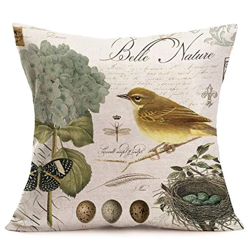 Throw Pillow Covers Adorable Animals Rabbit Hedgehog Bird Butterfly Decorative Pillowcases Set Of 4 Cotton Linen Square Throw Pillow Case Home Couch Decor Cushion Cover 18" X 18" (Animal Set) 3 Throw Pillow Covers Adorable Animals Rabbit Hedgehog Bird Butterfly Decorative Pillowcases Set Of 4 Cotton Linen Square Throw Pillow Case Home Couch Decor Cushion Cover 18" X 18" (Animal Set) - Image 3