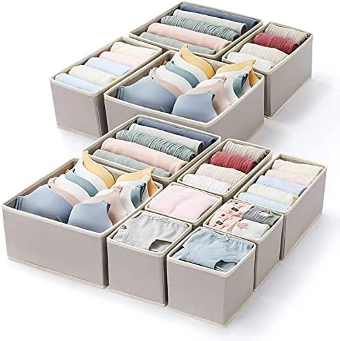 MONINXS 12 Pack Clothes Drawer Organizers, Closet Dresser Drawer Organizers, Baby Clothes Organizer, For Underwear Bras Clothes Storage (Beige) 6 MONINXS 12 Pack Clothes Drawer Organizers, Closet Dresser Drawer Organizers, Baby Clothes Organizer, For Underwear Bras Clothes Storage (Beige) - Image 6