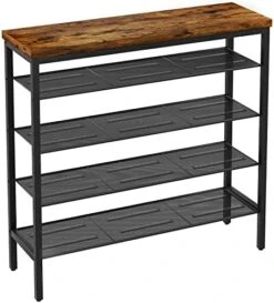 IBUYKE Industrial Shoe Rack, 5-Tier Shoe Organizer With 4 Metal Mesh Shelves, Unit Flat & Slant Adjustable Shoe Storage For 16 Pairs, For Entryway, Hallway, Bedroom, Closet, Rustic Brown, UTMJ083H -GENERIC Shop 51NVclPJSyL. AC