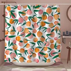 Peach Shower Curtains, Allover Fruits Shower Curtain Cute Bright Colorful Design Waterproof Fabric Bathroom Shower Curtain Set With 12 Hooks, Peachy Pink 72"×72" -GENERIC Shop 51NWOlsCDPL