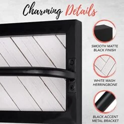 Autumn Alley White Farmhouse Towel Rack Holder Wall Mounted For Bathroom, Laundry Room In Unique Shiplap Design β Rustic Distressed Wood Towel Rack, Modern Matte Black Rod