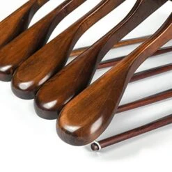 Luxury Wide Shoulder Wooden Hangers 6 Pack, With Locking Bar, Smooth Retro Finish Wood Suit Hanger Coat Hanger For Closet, Holds Up To 20lbs, 360° Swivel Hook, For Jacket, Dress Heavy Clothes Hangers -GENERIC Shop 51NaPXuEKQL