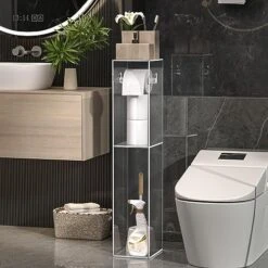 AmazerBath Bathroom Toilet Paper Storage Cabinet Bamboo, Toilet Paper Holder With Storage, Small Bathroom Storage Cabinet For Small Spaces, Slim Bathroom Storage Cabinet, 33x7.3x6.5 Inches -GENERIC Shop 51NlKCbwJ0L. AC