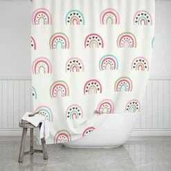 Rainbow Shower Curtain 72" X 72"/ Easy To Clean Boho Shower Curtain/Washable Kids Shower Curtain Rainbow Decor/Cute Shower Curtains Boho