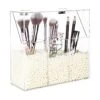 Clear Makeup Brush Holder, Acrylic Makeup Brush Organizer For Vanity, Cosmetic Brush Storage Box With Pearls, For Bathroom, Bedroom, Vanity Countertop, Clear (8.46 X 3.55 X 8.46 ”(LWH), White)