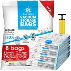 Spedalon Vacuum Space Saver Bags - 9 Pack (3 Large, 3 Medium, 3 Small) Packing Bags For Moving | Sealer Vacuum Storage Bags For Clothes, Blanket, Comforter, Bedding, Pillow, Mattress With Hand Pump 16 Spedalon Vacuum Space Saver Bags - 9 Pack (3 Large, 3 Medium, 3 Small) Packing Bags For Moving | Sealer Vacuum Storage Bags For Clothes, Blanket, Comforter, Bedding, Pillow, Mattress With Hand Pump -GENERIC Shop 51OXBY2UFL. AC
