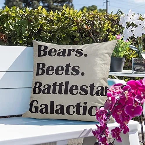 Fahrendom Battlestar, Bears, Beets, Galactica Quote Sign Decor Cotton Linen Home Decorative Throw Pillow Case Cushion Cover With Words For The Office TV Series Lover, Sofa Couch 18 X 18 Inch 5 Fahrendom Battlestar, Bears, Beets, Galactica Quote Sign Decor Cotton Linen Home Decorative Throw Pillow Case Cushion Cover With Words For The Office TV Series Lover, Sofa Couch 18 X 18 Inch - Image 5