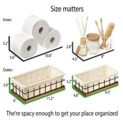 BAOBAB WORKSHOP Bundle - 2 Items: Wood And Wire Baskets With Floating Shelves For Bathroom Decor, Toilet Paper Storage, Living Room Bedroom And Kitchen -GENERIC Shop 51OfJb5RyRL