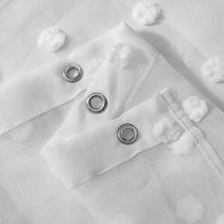 Sheer Shower Curtain With Pom Poms, Soft Light-Weight Faux Linen Polyester & Sheerness For Girls Bathroom - 72x72, White -GENERIC Shop 51Ormhx0ViL