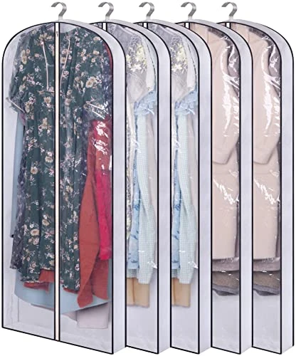 SLEEPING LAMB 60'' Long Hanging Garment Bags For Closet Storage Gusseted Clear Dress Bag For Clothes, Gowns, Coats, Suits, 5 Packs 1 SLEEPING LAMB 60'' Long Hanging Garment Bags For Closet Storage Gusseted Clear Dress Bag For Clothes, Gowns, Coats, Suits, 5 Packs