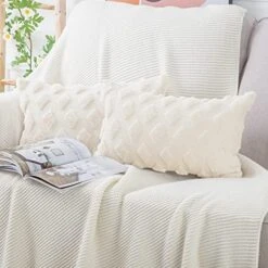 MADIZZ Set Of 2 Soft Plush Short Wool Velvet Decorative Throw Pillow Covers 18x18 Inch Beige Square Luxury Style Cushion Case Pillow Shell For Sofa Bedroom -GENERIC Shop 51PEGh0PU L. AC