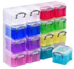 Really Useful Box 16x0.14 Litre Plastic Storage Box Organiser Clear & Assorted