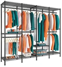 Raybee Clothes Rack, 77" H Clothes Racks For Hanging Clothes, 76" Wide Heavy Duty Clothes Rack, 990LBS All Metal Clothing Rack, Portable Clothes Rack, Clothing Racks For Hanging Clothes, Garment Rack