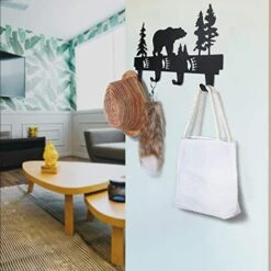 CoolPlus Coat Hooks Wall Mounted Entryway Dog Leash And Key Holder Clothes Hat Rack And Backpack Hanger Cabin Decor Metal Mural Art Bear Pattern Black Finish -GENERIC Shop 51PnHOGkT1L
