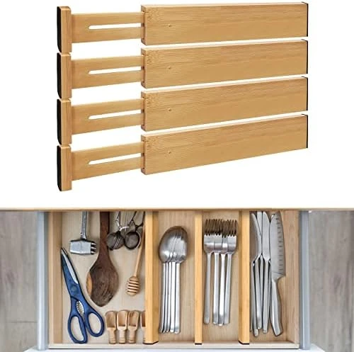 MDHAND Bamboo Drawer Dividers, Expandable & Adjustable Drawer Dividers Organizers, Drawer Separators For Kitchen, Dresser, Bedroom, Office, Set Of 4 (17-22in) 6 MDHAND Bamboo Drawer Dividers, Expandable & Adjustable Drawer Dividers Organizers, Drawer Separators For Kitchen, Dresser, Bedroom, Office, Set Of 4 (17-22in) - Image 6
