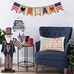 4th Of July Lumbar Pillow Cover 12x20 Independence Day Decor The Pledge Of Allegiance Patriotic Saying Memorial Day Holiday Decorations Throw Cushion Case For Home Sofa Couch Polyester Linen TH113 -GENERIC Shop 51QVihHcnyL