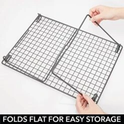 MDesign Farmhouse Metal Stackable Storage Shelf - Closet, Cabinet, Countertop 2-Tier Raised Organizer - For Bedrooms, Bathrooms, Entryways, Hallways - 17" X 12" X 8", 2 Pack - Graphite Gray -GENERIC Shop 51QYAaUqawL