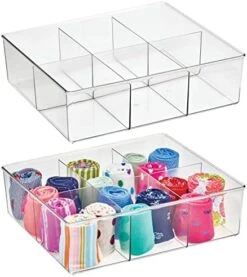 MDesign Plastic 12 Compartment Divided Drawer And Closet Storage Bin - Organizer For Scarves, Socks, Ties Bras, And Underwear - Dress Drawer Organizer, Shelf Organization - Lumiere Collection - Clear -GENERIC Shop 51QckV2uAnL. AC
