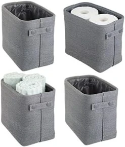 MDesign Narrow Fabric Storage Bin Basket With Handles For Bathroom Closet, Vanity, Cabinet, Cubby, Countertop, Tall Slim Baskets For Towels, Toilet Tissue, Crane Collection, 4 Pack - Cream -GENERIC Shop 51Ql4l3EPL. AC