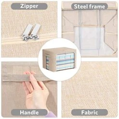 2 Pack Clothes Storage Bins - Stackable Metal Frame Storage Box Foldable Linen Fabric Box Organizer With Carrying Handles And Clear Window (Beige, 15.7X 11.8X 11.7 Inch) 17 2 Pack Clothes Storage Bins - Stackable Metal Frame Storage Box Foldable Linen Fabric Box Organizer With Carrying Handles And Clear Window (Beige, 15.7X 11.8X 11.7 Inch) -GENERIC Shop 51RAHJesWVL