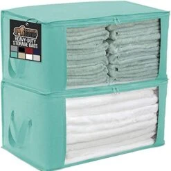 Gorilla Grip Large Capacity 4 Pack Clothes Storage Bag Organizer, 90L, Reinforced Handles, Thick Fabric For Blankets, Bedding, Clothing, Foldable Zipper Container Bags, Clear Window Closet Totes Black -GENERIC Shop 51REhKYAiEL. AC