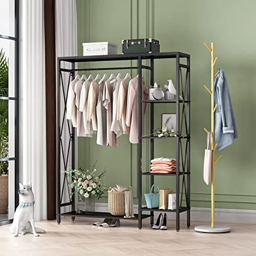 TIEOU Gold Clothing Rack With Shelves, Standing Garment Rack, Clothes Rack For Hanging Clothes, Modern Rack Clothes, Gold Clothes Rack,Wardrobe Closet, Industrial Clothing Rack, Gold 10 TIEOU Gold Clothing Rack With Shelves, Standing Garment Rack, Clothes Rack For Hanging Clothes, Modern Rack Clothes, Gold Clothes Rack,Wardrobe Closet, Industrial Clothing Rack, Gold - Image 10