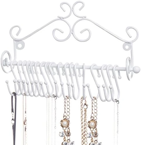 MyGift Jewelry Organizer - Wall Mounted Black Metal Scrollwork Design Necklace Holder Jewelry Display Storage Rack With 20 Hanging S-Hooks 9 MyGift Jewelry Organizer - Wall Mounted Black Metal Scrollwork Design Necklace Holder Jewelry Display Storage Rack With 20 Hanging S-Hooks - Image 9