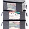 ABO Gear G01 Bins Bags Closet Organizers Sweater Clothes Storage Containers, 3pc Pack, Gray, 3 Count
