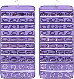 ANZORG 80 Zippered Pockets Hanging Jewelry Organizer For Holding Jewelries Dual-Sided Accessory Display Holder For Earrings Bracelets Rings (80 Zippered Pockets-Grey) -GENERIC Shop 51RpXGfbpvL. AC