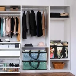 Fixwal 4 Pack Clear Clothes Storage 60L Moving Totes With Reinforced Handles Closet Organizer Vinyl Bag For Bedding Sets Blankets Duvet Covers Clothes Transparent Space Saver Containers (Black) -GENERIC Shop 51Rquvw0IuL