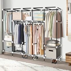 LOKEME Portable Closet, Great Size 82-Inch Portable Wardrobe With 5 Hanging Areas And 10 Storage Shelves, Grey Portable Closets For Hanging Clothes, Extra Sturdy 25mm Steel Tube And Easy To Assemble 7 LOKEME Portable Closet, Great Size 82-Inch Portable Wardrobe With 5 Hanging Areas And 10 Storage Shelves, Grey Portable Closets For Hanging Clothes, Extra Sturdy 25mm Steel Tube And Easy To Assemble -GENERIC Shop 51SB2eOoVsL