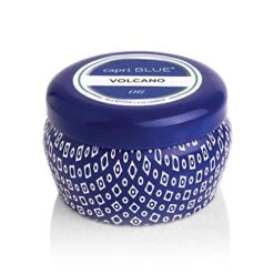 Capri Blue Scented Candle With Mini Tin Candle Holder - Luxury Aromatherapy Candle - 3 Oz - Volcano - Blue